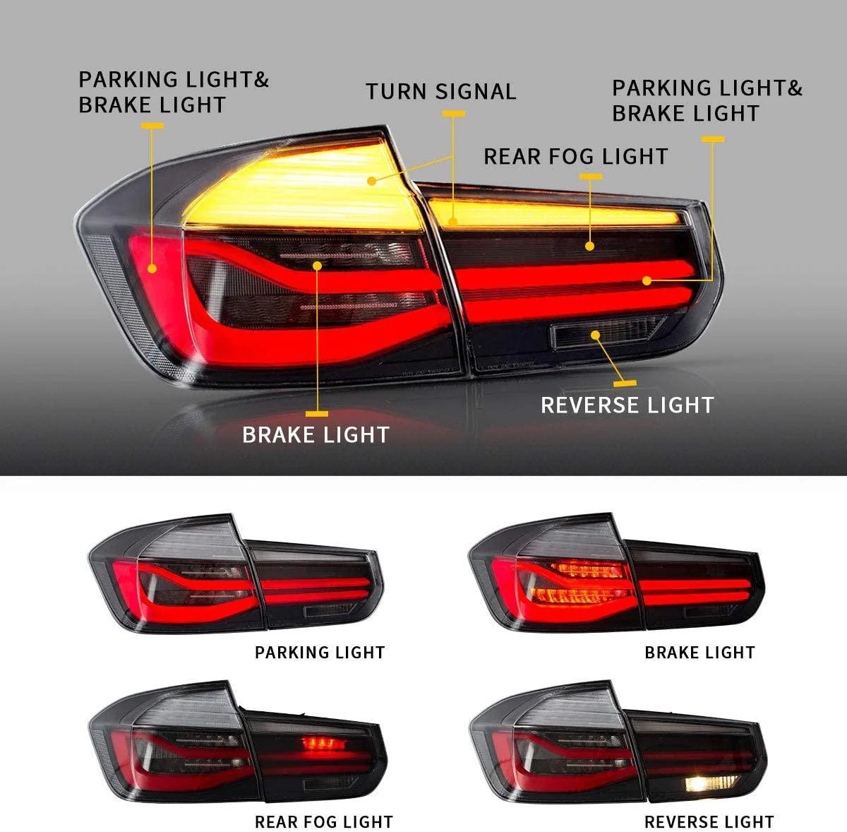 BMW 3 Series 2012 - 2018 (F30 / F80) LED Tail Lights