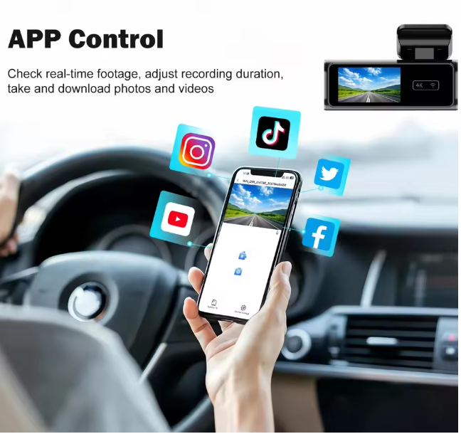 Front + Rear Dashcam DVR Kit (4K + 1080p + WiFi + SD Card Included)