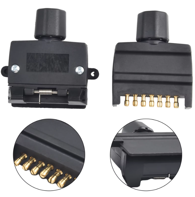 7-Pin Flat Trailer Plug Set (Male + Female Connector Plug)