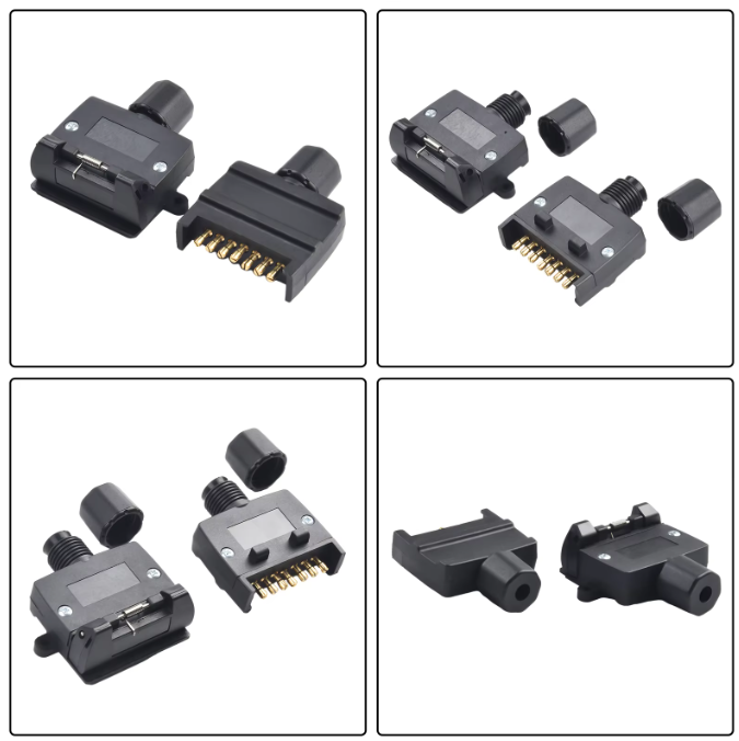 7-Pin Flat Trailer Plug Set (Male + Female Connector Plug)