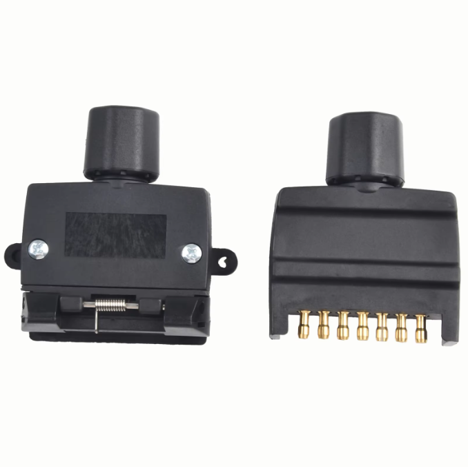 7-Pin Flat Trailer Plug Set (Male + Female Connector Plug)