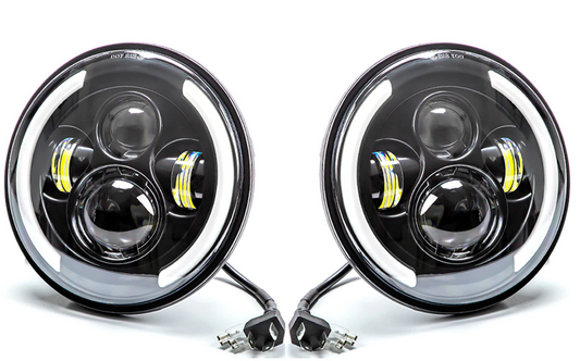 7" Halo Headlights Pair (Mx5, Mini, Jeep etc) 3/4 Halo