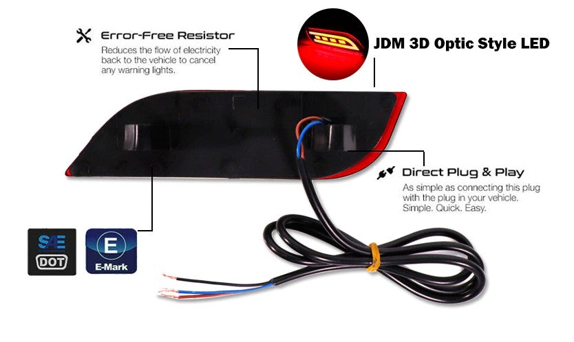Subaru Impreza WRX / STI 2008 - 2014 (SGT, GR, GH) LED Rear Bumper Reflectors - Boosted Kiwi