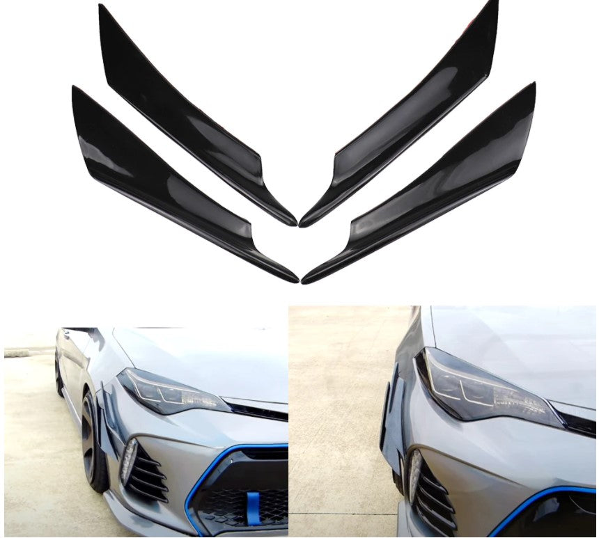 Universal Front Bumper Canards / Splitters (Black or Carbon) - Boosted Kiwi
