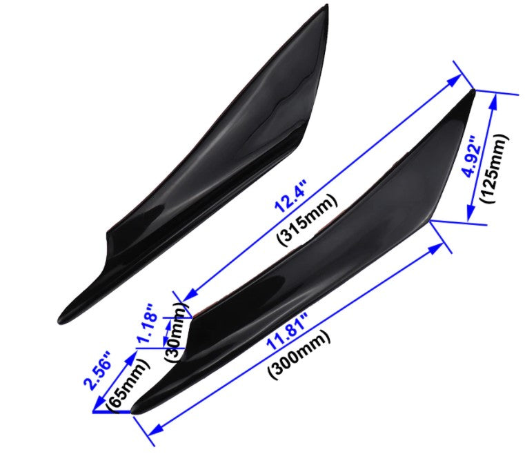 Universal Front Bumper Canards / Splitters (Black or Carbon) - Boosted Kiwi