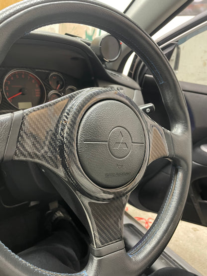 Mitsubishi Lancer Evo Carbon Fiber Steering Wheel Faceplate Cover (CT9A)