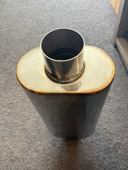 8" Oval Body Louvre Baffle Muffler / Resonator