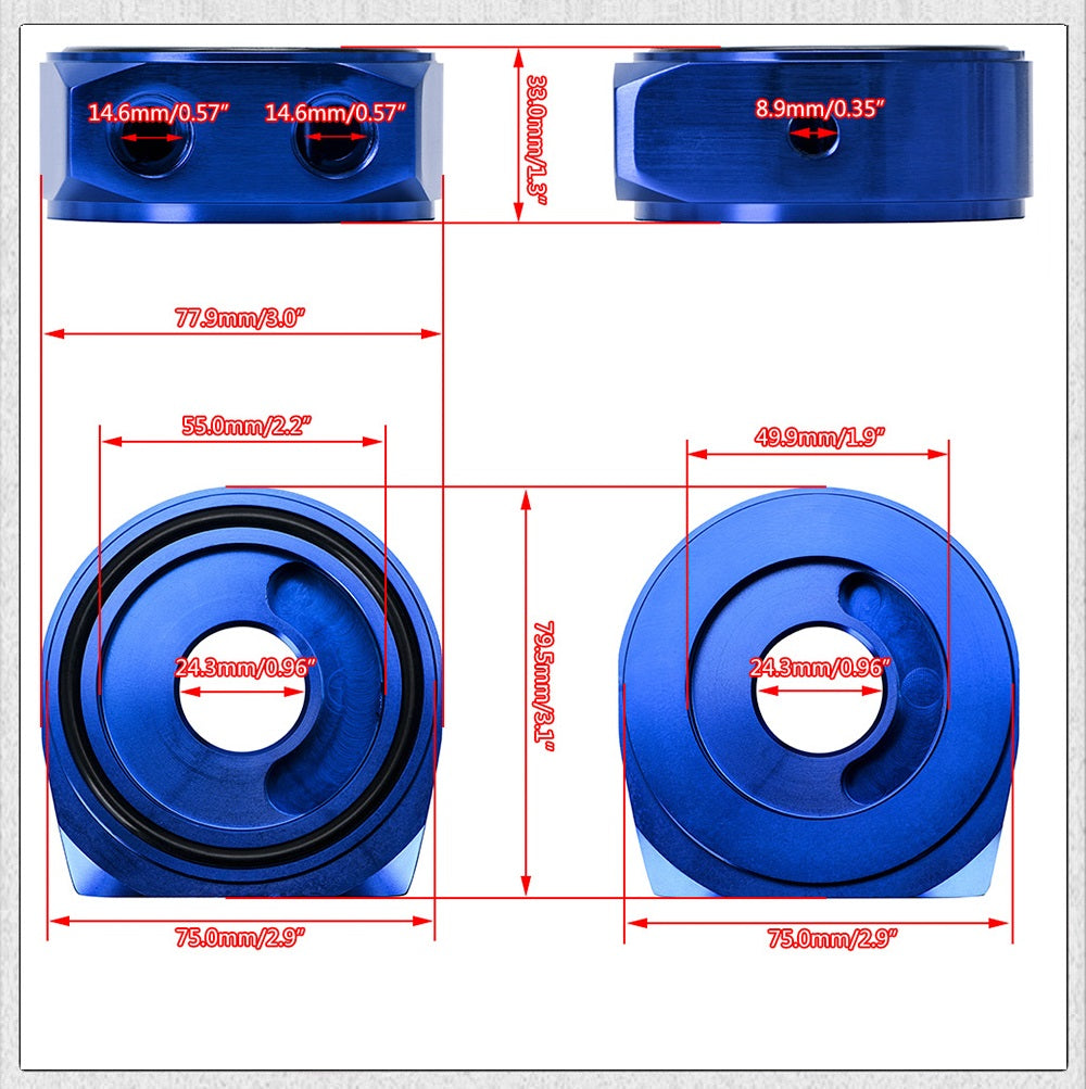 BK001 Oil Cooler Sandwich Plate Adapter - Multiple Colours - Boosted Kiwi