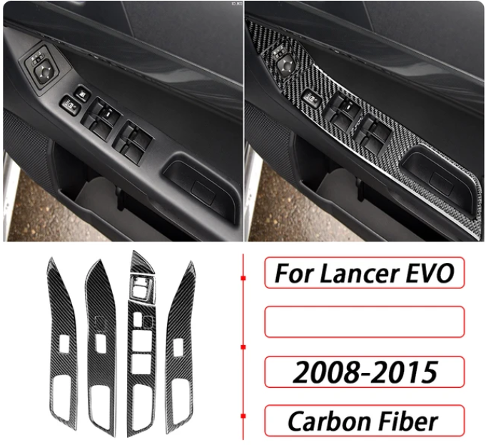 Mitsubishi Lancer Evo 10 / X / Ralliart Carbon Fiber Window Switch Trim Cover