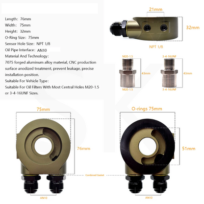 Universal Oil Cooler Sandwich Plate Adapter - High-Quality