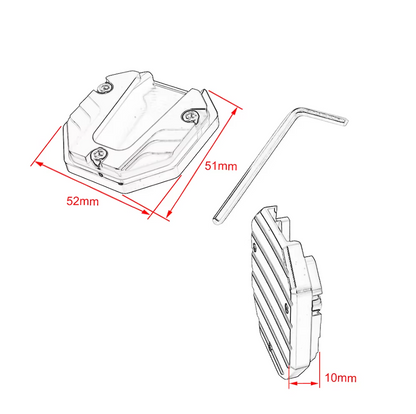 Motorbike Kickstand Extender / Foot Stand Support Plate (CNC Aluminium)