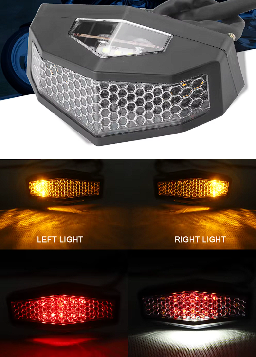 MultiFunction Motorbike Brake + Indicator + Number Plate Rear LED Light