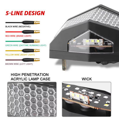 MultiFunction Motorbike Brake + Indicator + Number Plate Rear LED Light