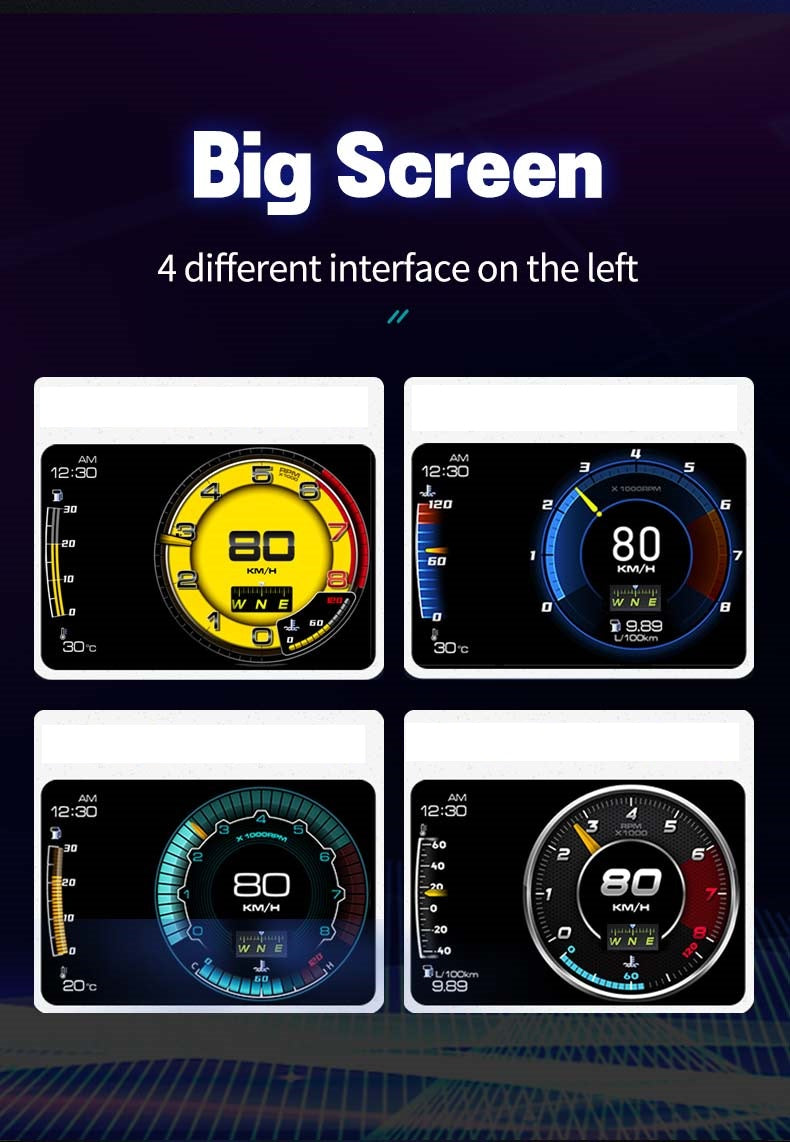 Large OBD2 Car Display Unit / Multi-Gauge / Heads Up Display – Boosted Kiwi