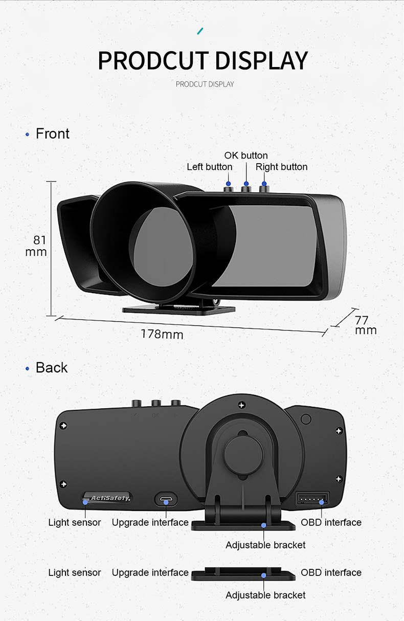 Large OBD2 Car Display Unit / Multi-Gauge / Heads Up Display