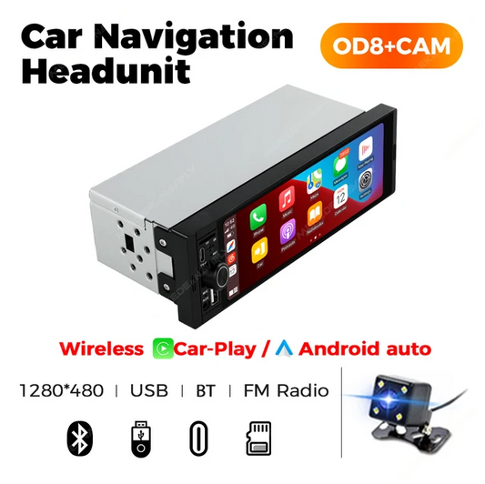 Single-Din Apple Carplay / Android Auto Headunit / Stereo (+ Reversing Camera)