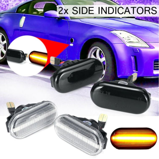 Nissan 350z / Fairlady Z LED Sequential Guard / Side Indicators - Clear or Black - Boosted Kiwi