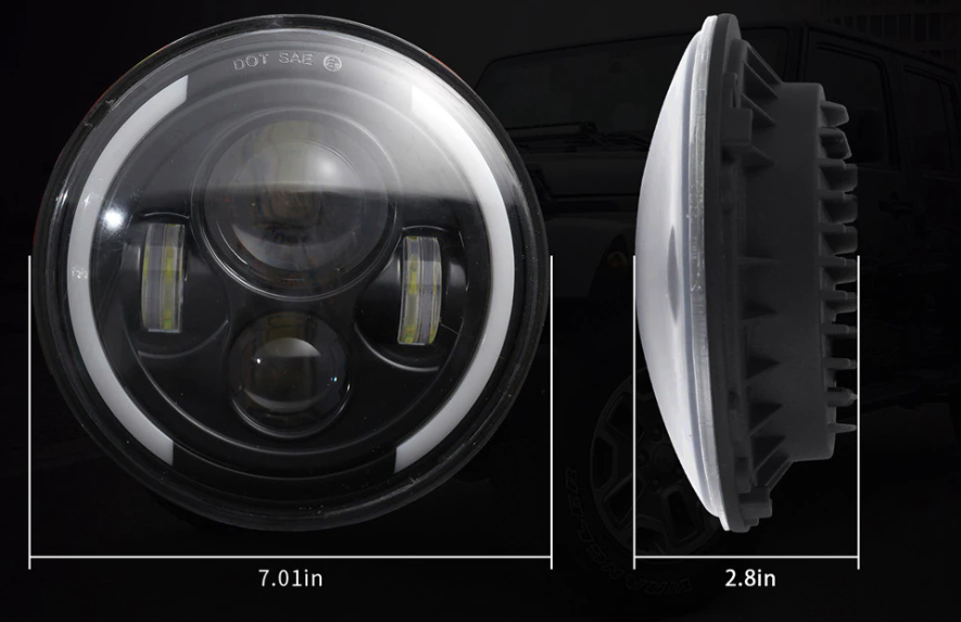 7" Halo Headlights Pair (Mx5, Mini, Jeep etc) 3/4 Halo