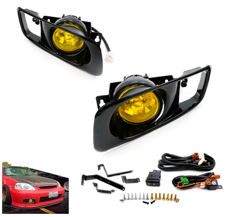 Honda Civic EK (99-00) Fog Lights / Lamps Kit - Yellow or Clear - Boosted Kiwi
