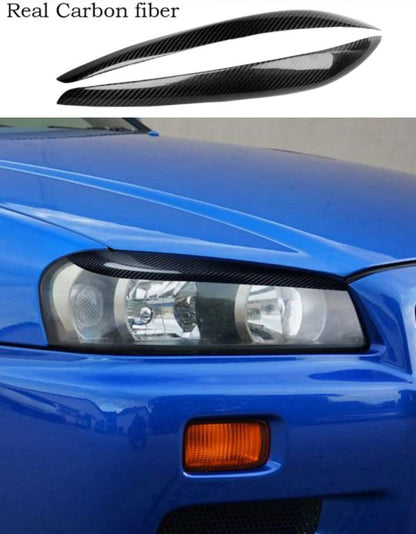 Nissan R34 Skyline Eyelids / Headlight Covers - Carbon Fiber - Boosted Kiwi