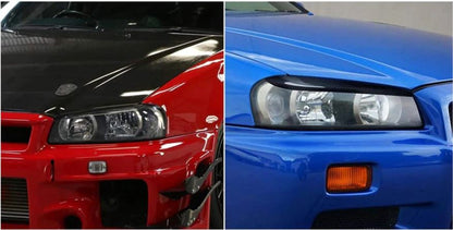 Nissan R34 Skyline Eyelids / Headlight Covers - Carbon Fiber - Boosted Kiwi