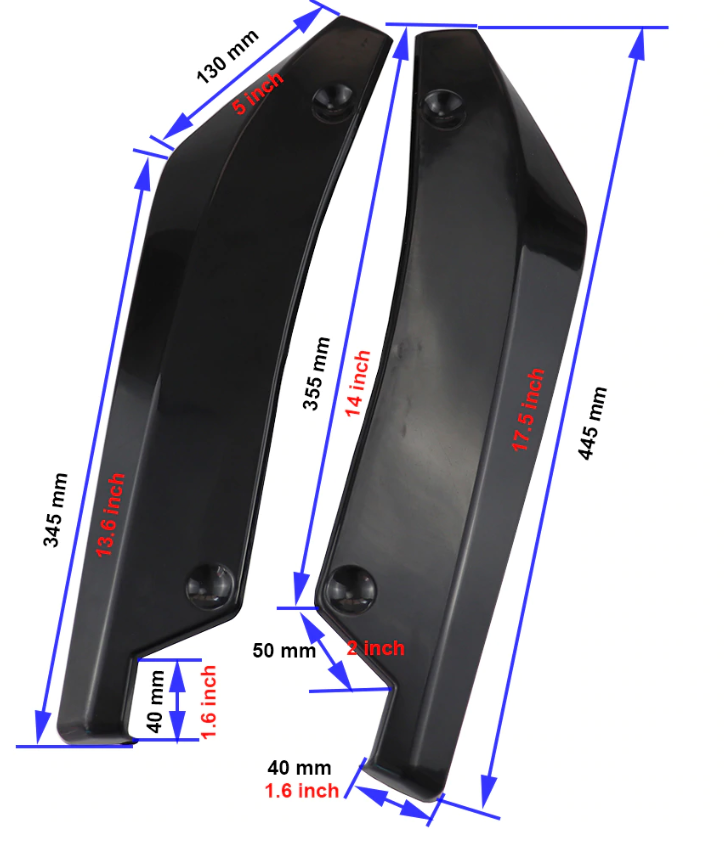 Universal Rear Bumper Lips / Winglets / Canards / Extensions - Boosted Kiwi