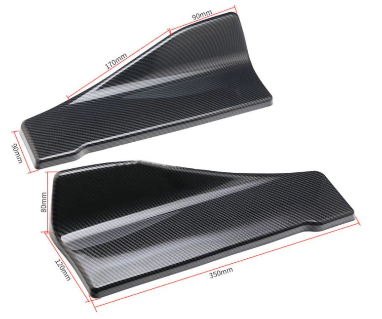 Universal Rear Bumper Lips / Winglets / Canards / Extensions (Black or Carbon) - Boosted Kiwi