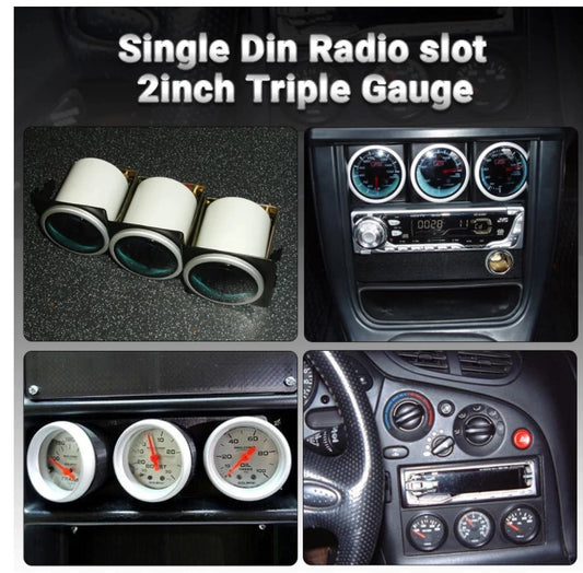 Triple 52mm Gauge Holder - Single Din Slot - Boosted Kiwi