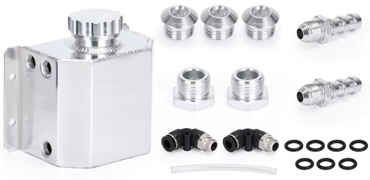 Universal Oil Catch Can / Catch Tank / Overflow Tank - 1.00L (Black Or Silver) - Boosted Kiwi