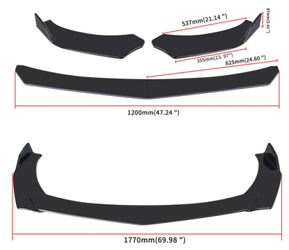 Universal Front Splitter Kit - 4 Piece (Multiple Colours) - Boosted Kiwi